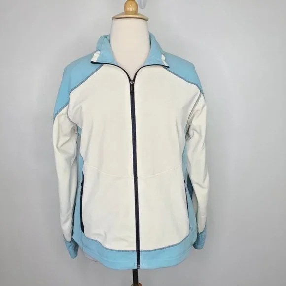 North End Cream Blue Zip Up All Climate Wear EZEM System Jacket, Size XXL